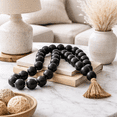 thumbnail image 1 of Wooden Beads Garland with Tassel Accent for Home Decor and Bathroom - Draped Styling Detail for Office, Room and Living Room - Shelf and Coffee Table Decor for Styled Surfaces - 2", Black, 1 of 11