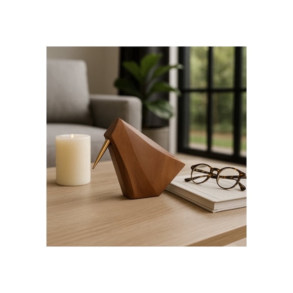 Contemporary Wood Sculpture Accent for Home Decor Styling - Ornaments for Bathroom, Office, Room and Living Room Display - Modern Figurine for Shelf or Coffee Table Arrangement - 6", Brown