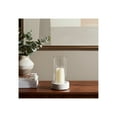 thumbnail image 1 of Modern Pillar Candle Holder with Glass Hurricane Cover Marble Base Elegant Tabletop Decor for Living Room Bedroom or Office - 11" White, 1 of 12