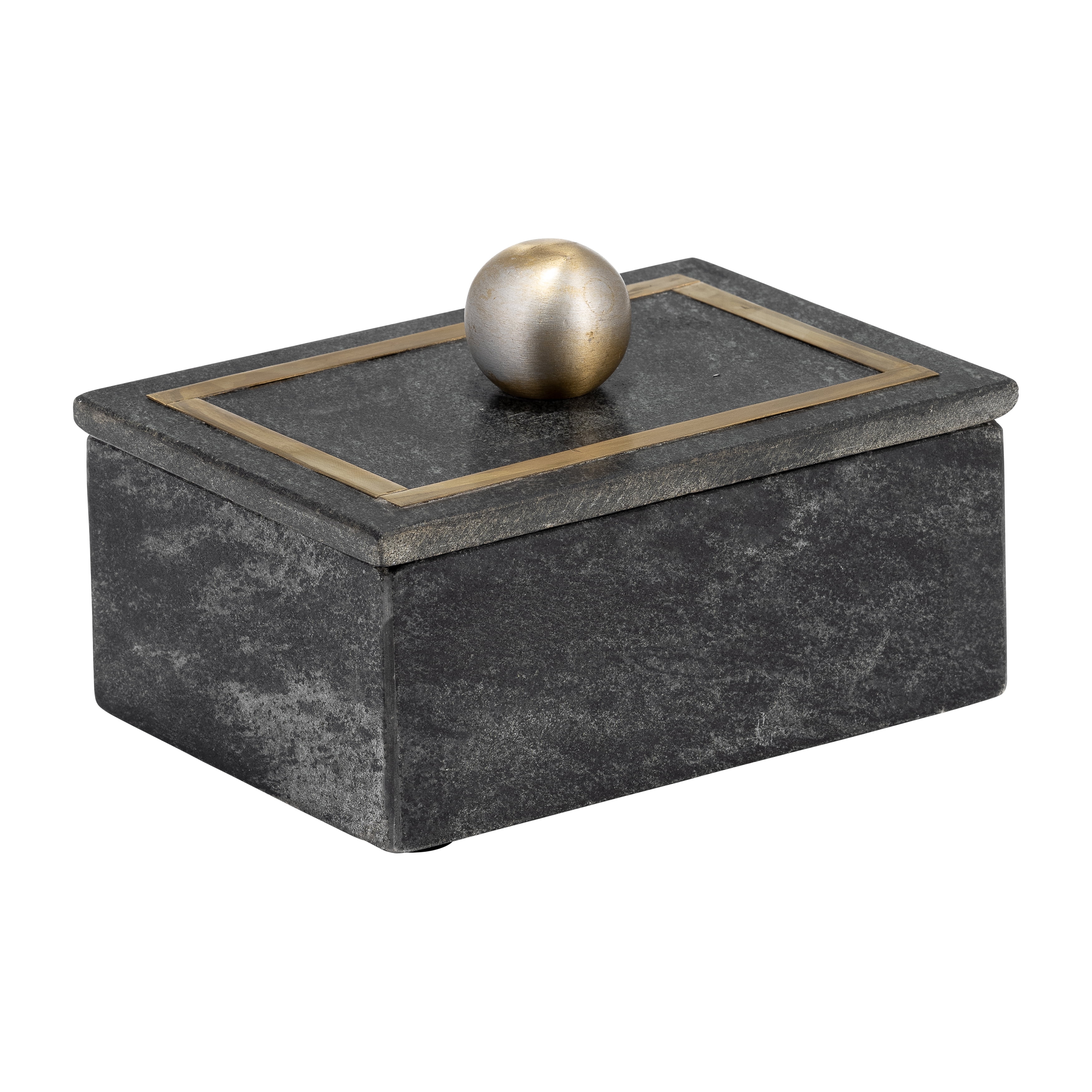 Sagebrook Home Marble, 7x5 Rectangular Box with Gold Knob, Black ...