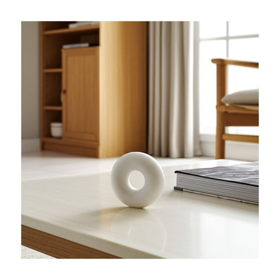 Modern Decorative Object - Polished Marble Accent - Handcrafted Minimalist Stone Sculpture - Elegant Home & Office Decor - Centerpiece for Living Room & Bedroom - 6" White
