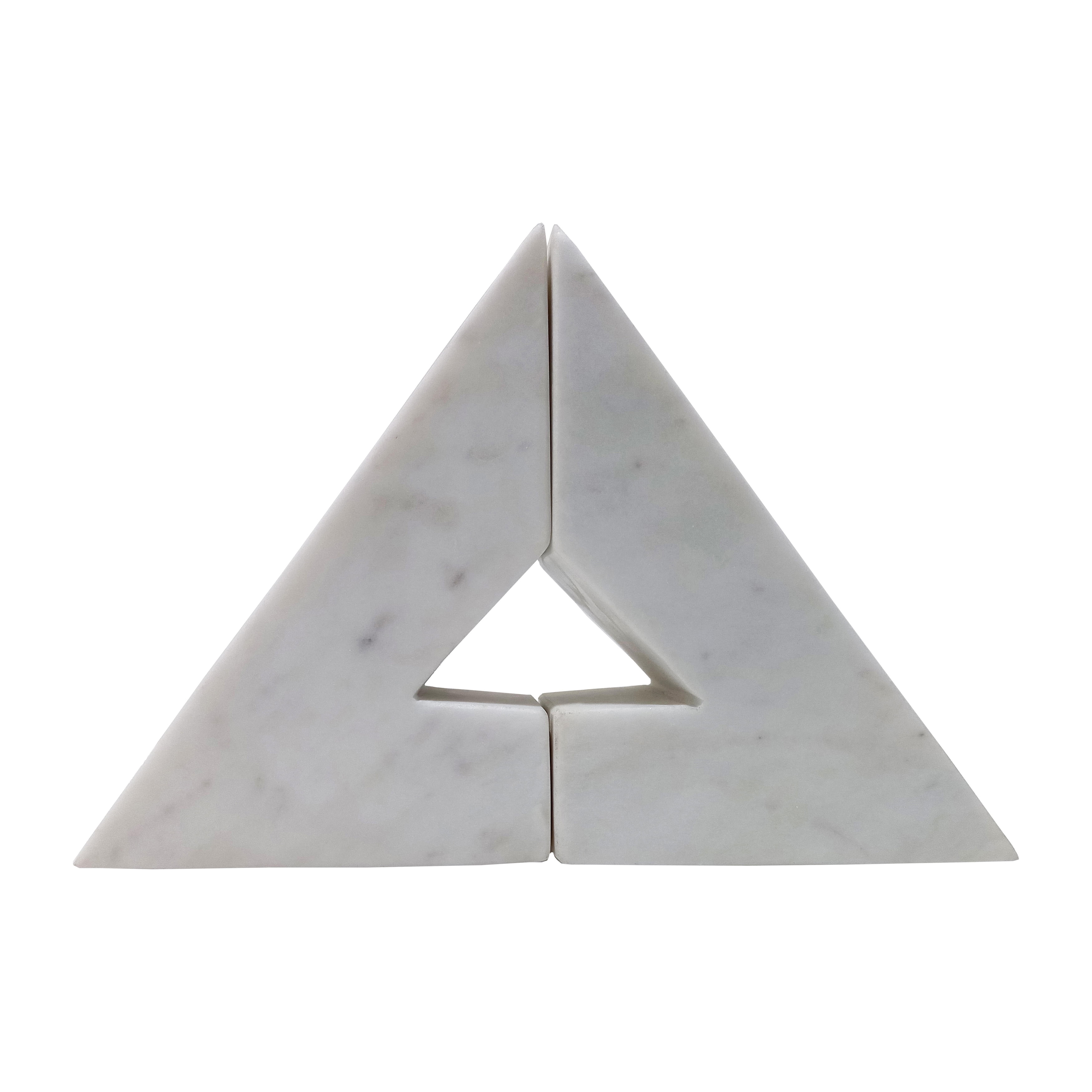 Sagebrook Home Marble, Set of 2 6"h Right Triangle Bookends, White