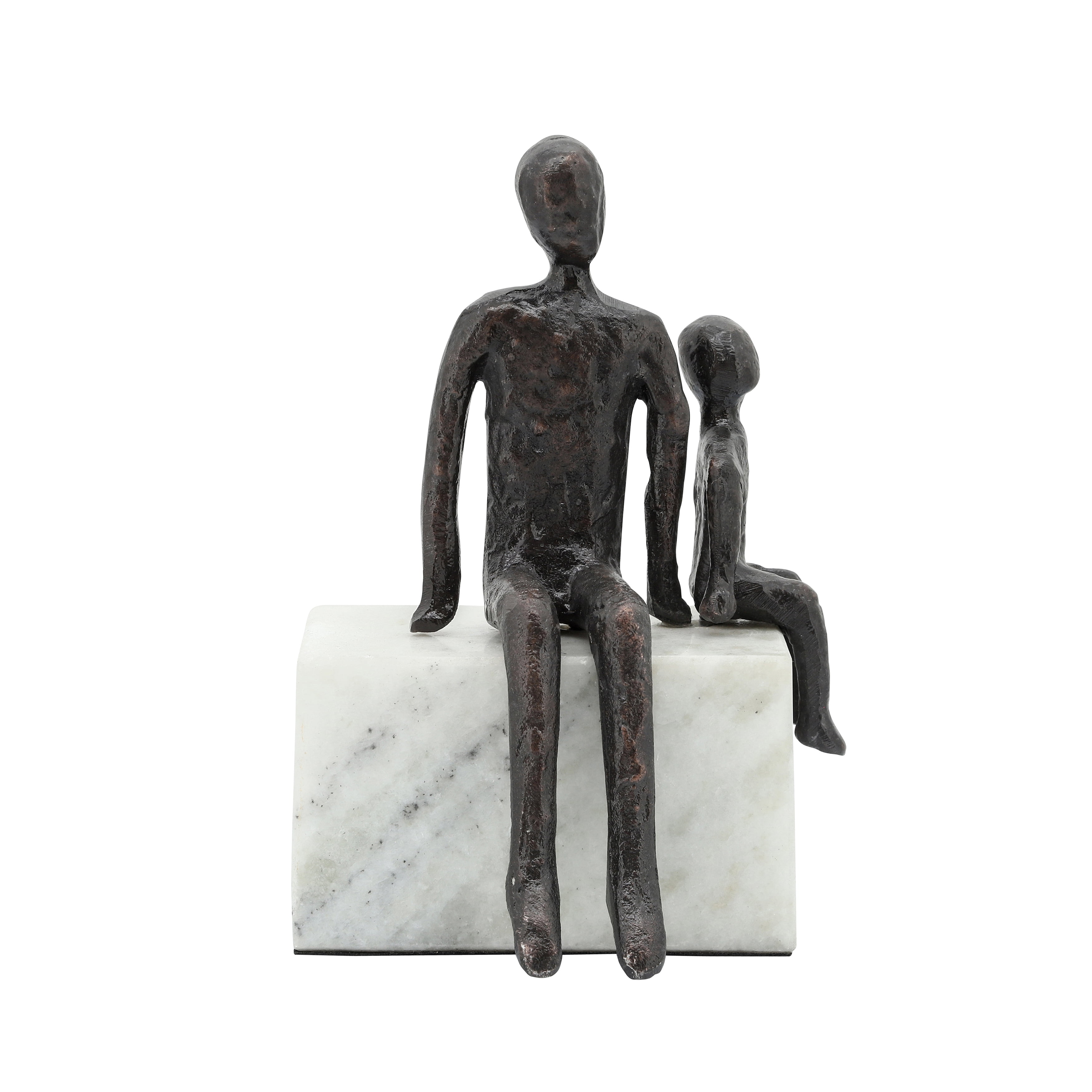 Sagebrook Home Metal, 10", Dad & Son Sitting Sculpture