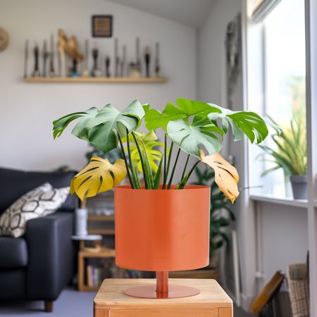 Sagebrook Home Metal 10" Flat Round Base Planter, Burnt Orange