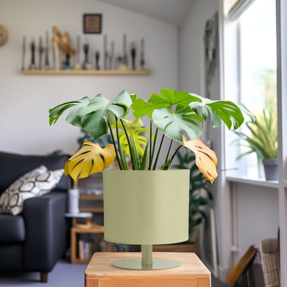 Sagebrook Home Metal 10" Flat Round Base Planter, Tendril Green