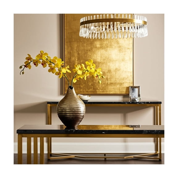 Golden Metallic Aluminum Vase - Textured Finish, Glam Design - Modern Decorative Accent for Home, Office, Living Room, Bedroom - 16" Gold
