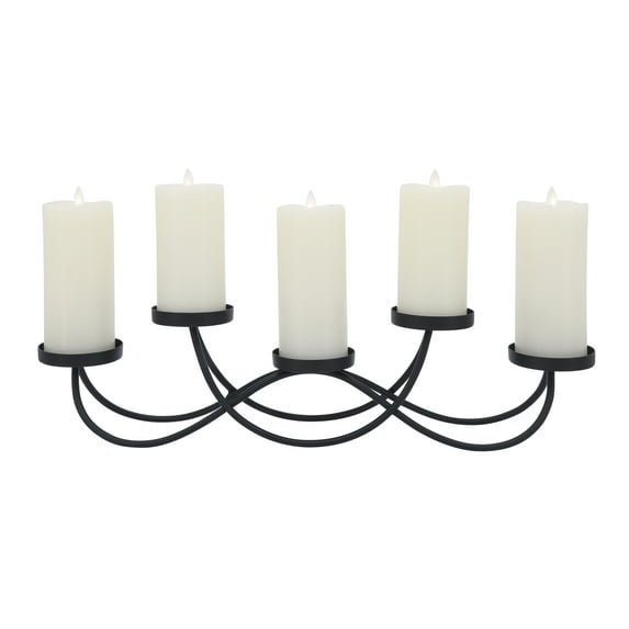 Sagebrook Home Metal, 24"l 5-pillar Holders, Black