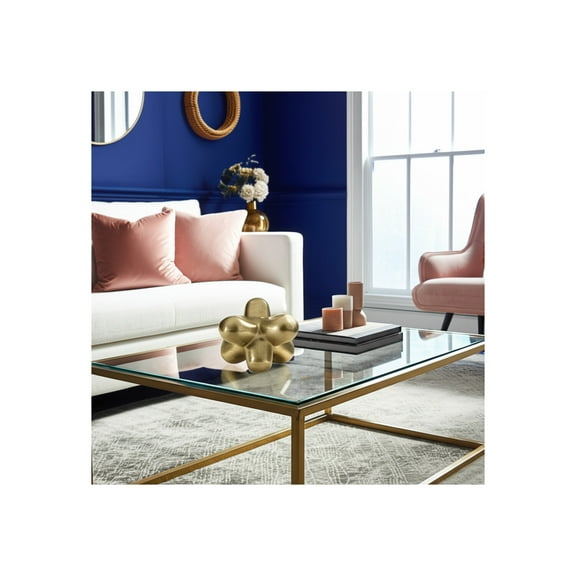 Modern Metal Decorative Sculpture - Contemporary Geometric Accent Piece for Home, Office, Living Room & Desk - Stylish Tabletop Art Ornament - 6" Gold