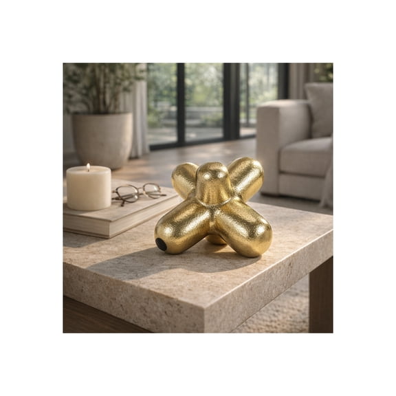 Metal Geometric Orb for Home Decor - Accent Display for Bathroom, Office, and Living Room - Decorative Sculpture Ornament for Shelf Styling - Coffee Tabletop Display Paperweight - 6", Gold & Metallic