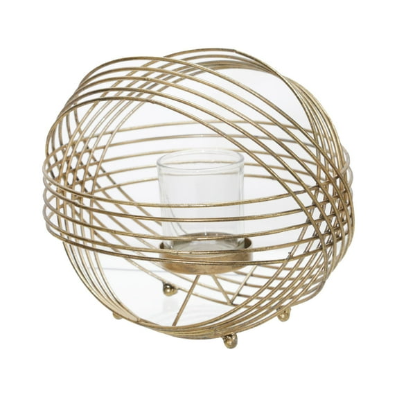 Sagebrook Home Metal 9" Sphere Tea Light Candle Holder, Gold, Round, Metal, Glam, 9"L X 9"W X 8"H, Solid Color