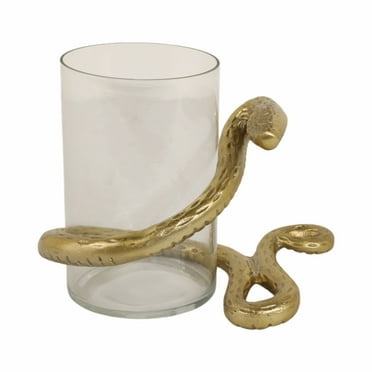 Sagebrook Home Metal Glass Pillar Candle Holder  Stylish Home Decor Accent