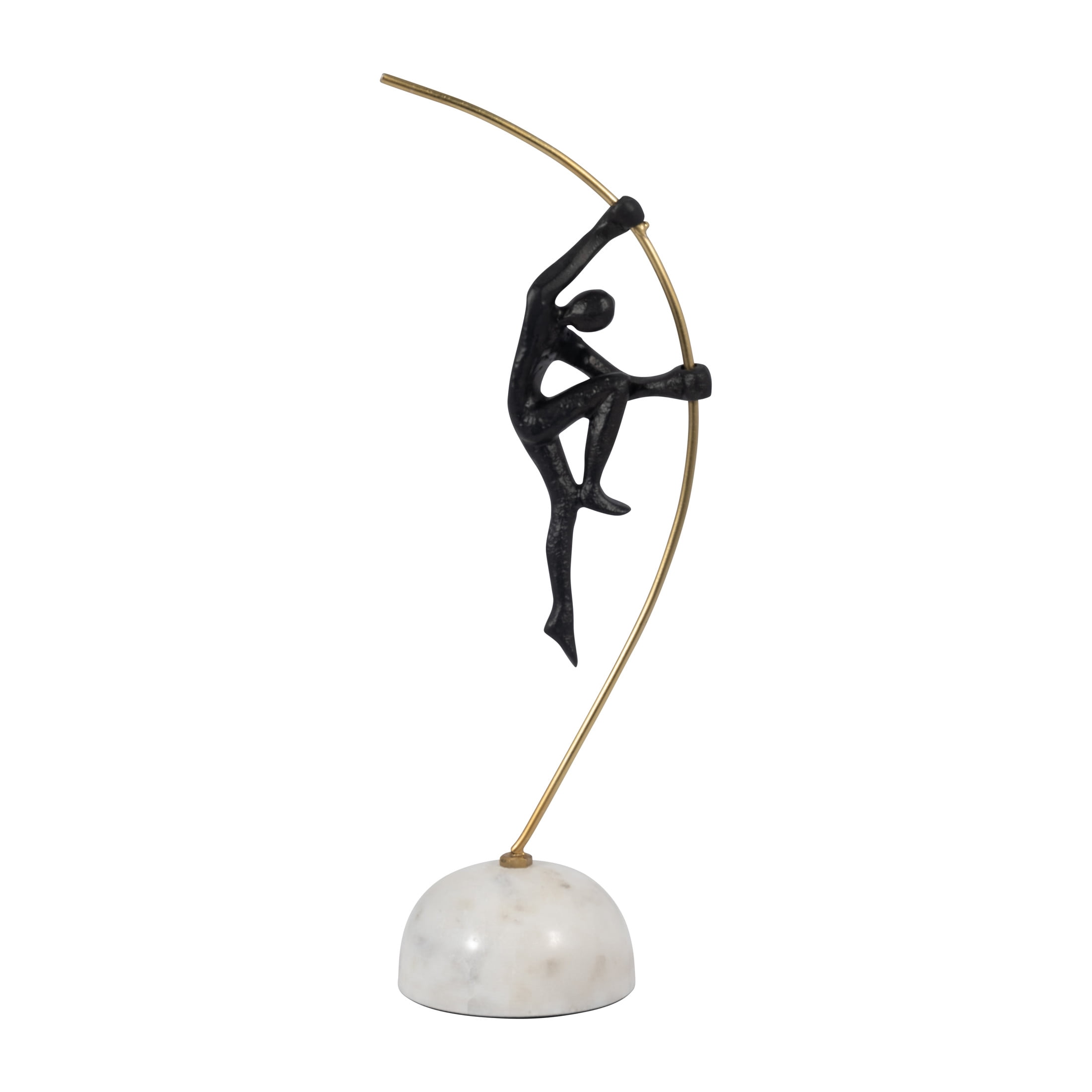 Black and Gold Metal Gymnast Figurine on Marble Base