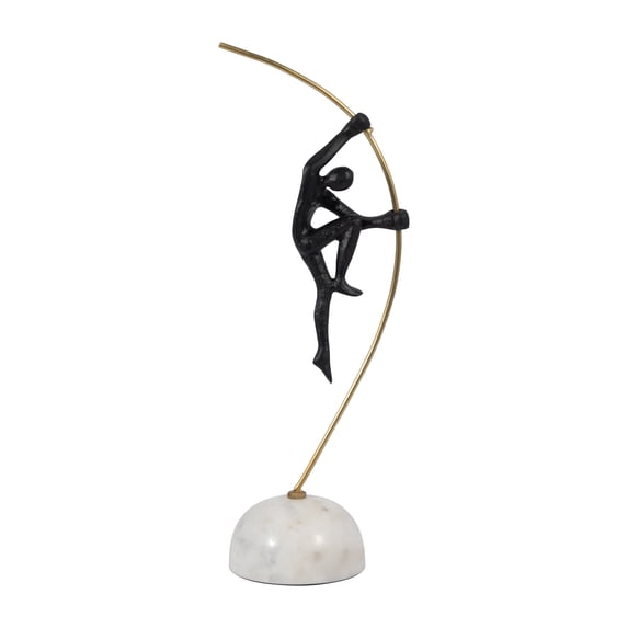 Sagebrook Home Metal, Gymnast On Pole, Black/gold