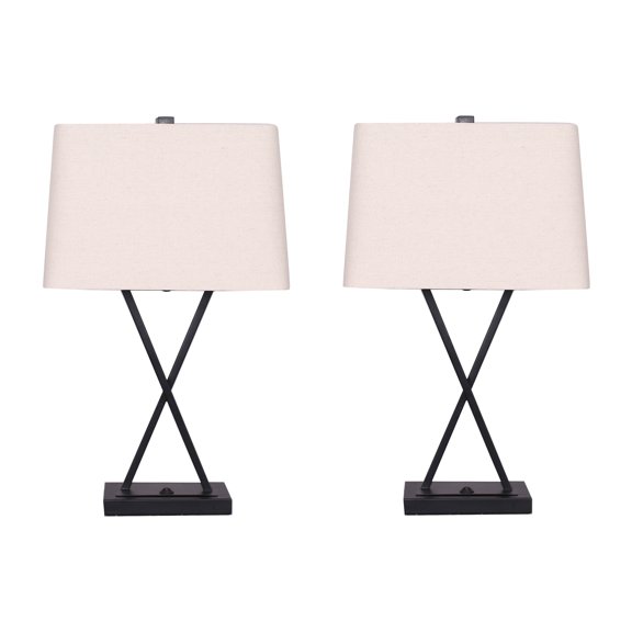 Sagebrook Home Metal, Set of 2, 25"h, x Bar Accent Table Lamps, Black