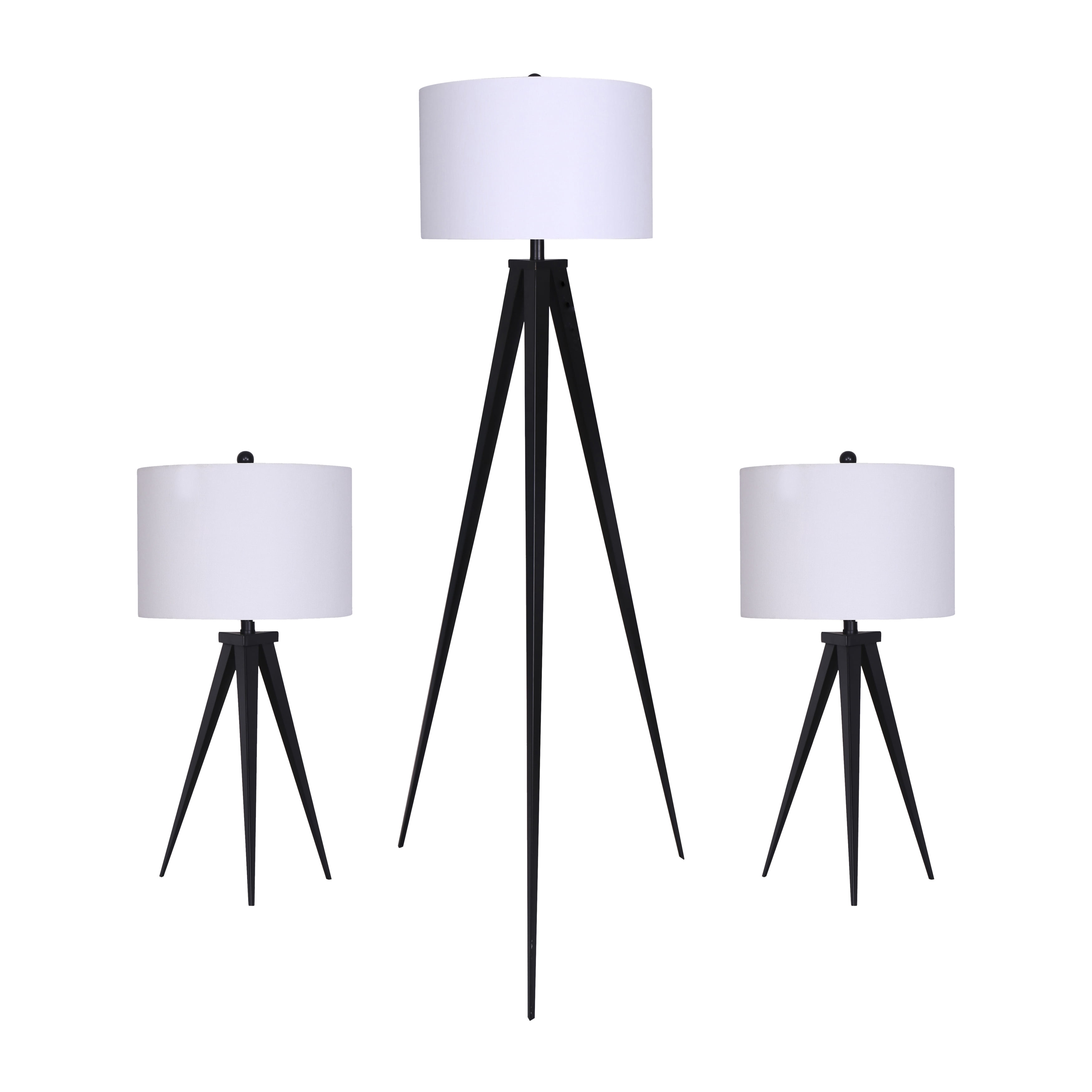 Sagebrook Home Metal, Set of 3, 26/60"h, Table & Floor Tripod Lamps, Black