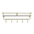 thumbnail image 1 of Sagebrook Home Metal/Wood 20" 5 Hook Wall Shelf, White/Gold, 1 of 2