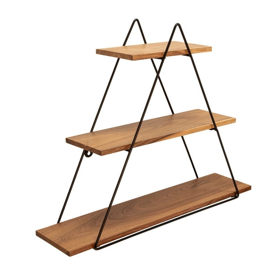 Sagebrook Home Metal/Wood 20" Triangle Wall Shelf, Brown, Triangle, Metal, Transitional, 25"L X 6.5"W X 20"H, Solid Color