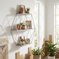 thumbnail image 1 of Geometric Wall Mounted Shelf for Home Decor - Hanging Storage Organizer for Living Room, Bedroom, and Entryway - Metal Frame And Wood Wall Organizer Storage for Casual Spaces - 21", Gray & White, 1 of 12