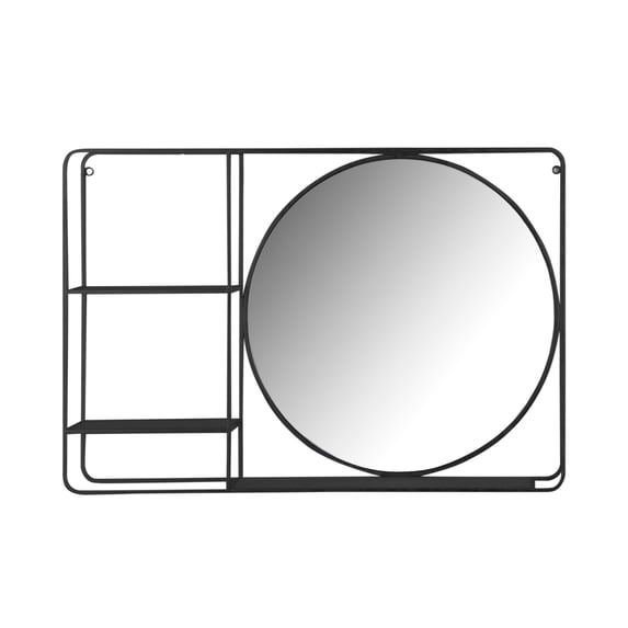 Sagebrook Home Metal/wood 30" Rectangle Wall Shelf With Mirror, Black