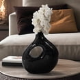 thumbnail image 1 of Sagebrook Home Modern Abstract Omix Black Solid Mosaic Vase, 1 of 10