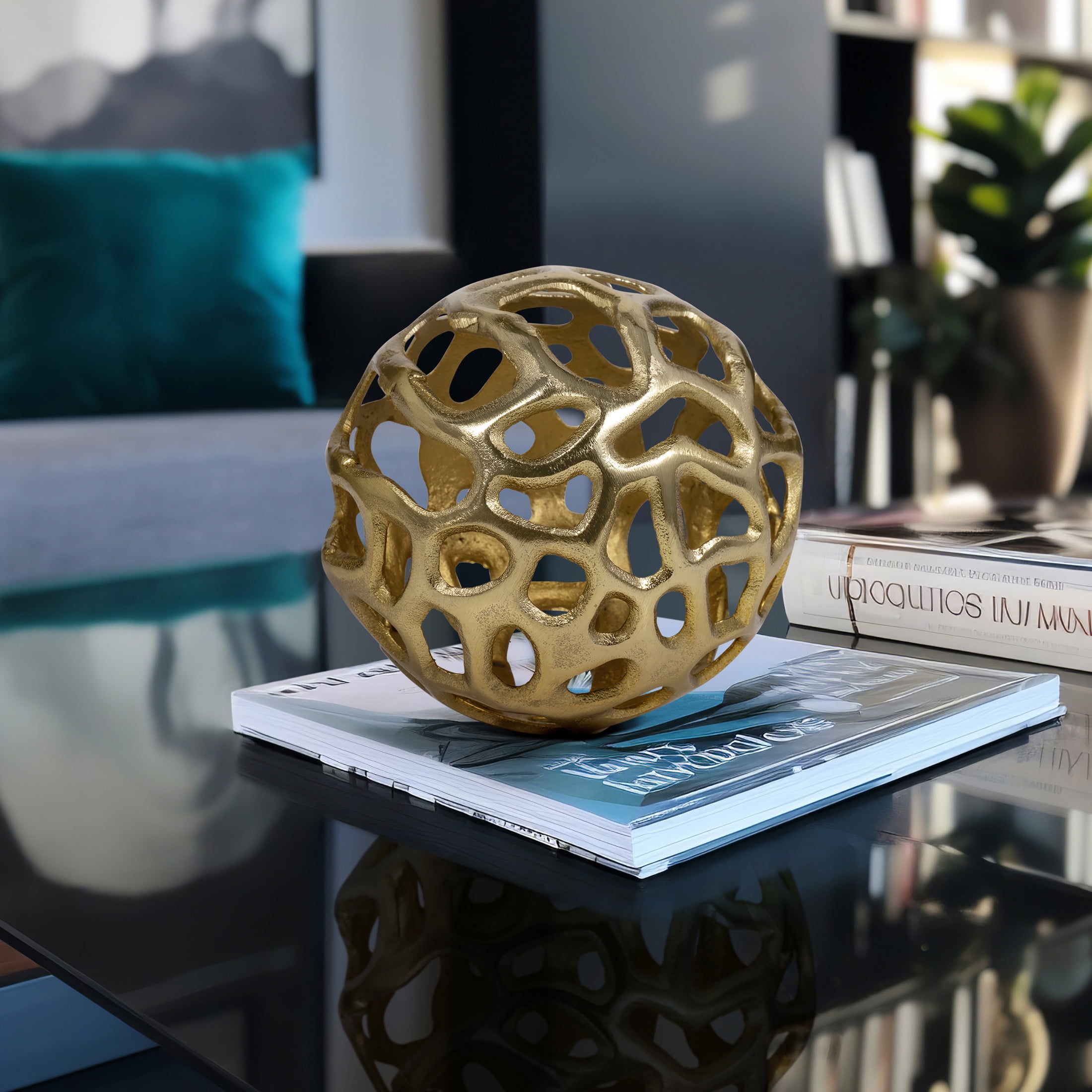 Gold Metal Cut-Out Orb Wall Mounted Decor, 6 in