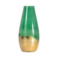 thumbnail image 1 of Sagebrook Home Modern Glam Glass Green/Gold Cylinder Dipped Vase, 1 of 8