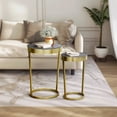 thumbnail image 1 of Sagebrook Home Modern Glam Set of 2 Iron and Glass Square Side Tables, Metal Finish - 16" x 16" x 23", 1 of 8