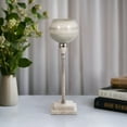 thumbnail image 1 of Modern Pillar Candle Holder Stand - Glass & Metal with Marble Base - Elegant Silver Taper Candle Stand for Home & Office Decor - 15" Silver, 1 of 10
