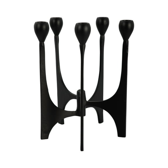 Sagebrook Home Modern Metal, 11" 5 Taper Candelabra, Black, Novelty - 9" x 9" x 11"