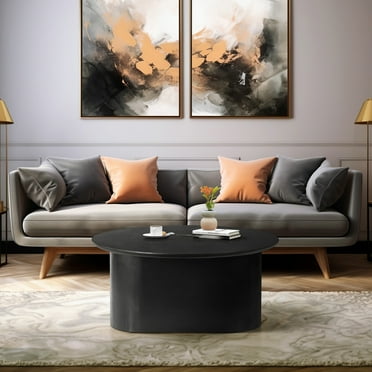 Sagebrook Home Modern Round Wood Black 32" Minimalist Coffee Table - 32" x 32" x 15"