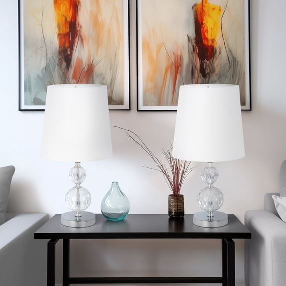 Sagebrook Home Modern Set Of 2 Crystal 19" Faceted Table Lamp, Silver, Orb - 10" x 10" x 19"
