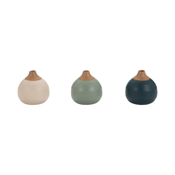 Sagebrook Home Modern Small Ceramic Bud Vases, Set of 3
