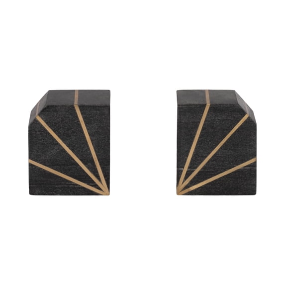 Sagebrook Home Modern Unique Art Deco-Inspired Stone Bookends, Set of 2