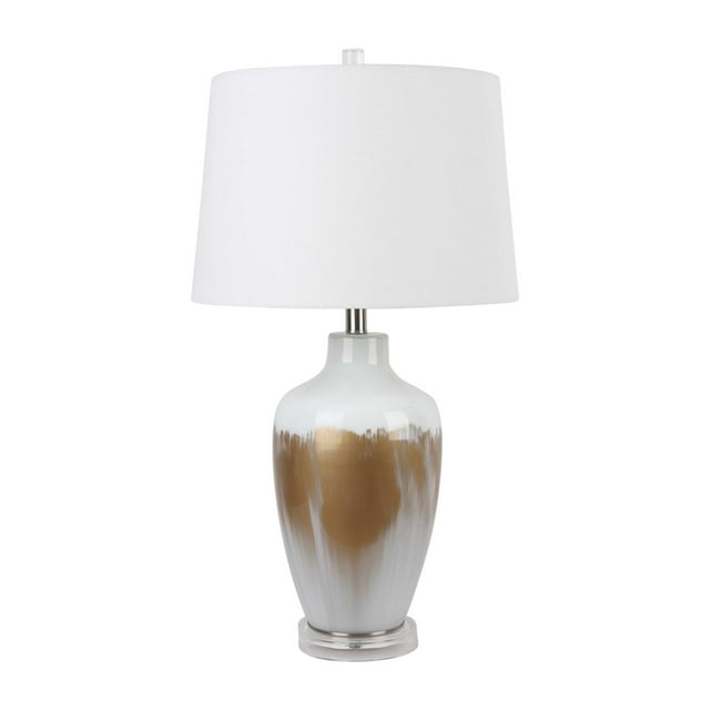 Sagebrook Home Neutral Modern Glass 27" Reactive Table Lamp, White/Gold, Cylinder