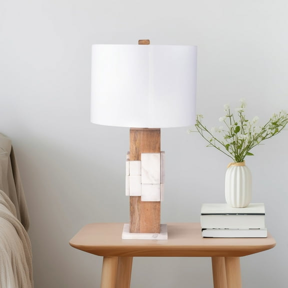 Sagebrook Home Neutral Modern Marble Table Lamp - 14" x 14" x 18"