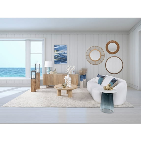 Sagebrook Home Neutral Textured 4 Door Sideboard with Marble