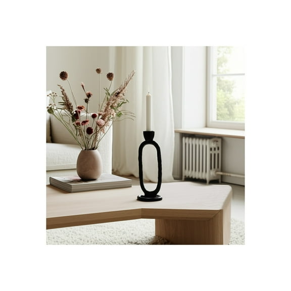 Set of 3 Modern Metal Taper Candle Holders - Handcrafted Aluminum Pillar Stands for Home, Office & Living Room Decor - Elegant Minimalist Design - 8" Black