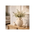 thumbnail image 1 of Round Vase with Handles for Living Room and Home Decor - Paper Mache Flower Vase Accent for House, Room and Bedroom Styling - Decorative Display for Office and Table Centerpiece - 15", White, 1 of 12
