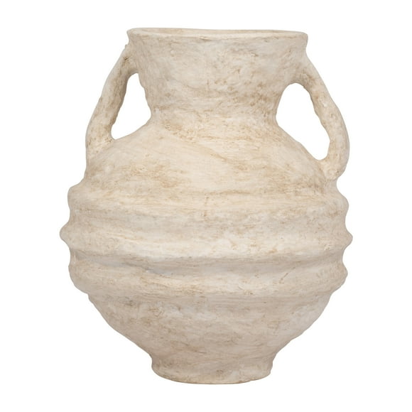 Boho Decorative Vase - Handcrafted Paper Mache & Pottery - Rustic Textured Design - Home & Office Decor - Ideal for Living Room, Bedroom & Entryway - 15" White