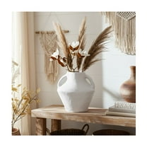 Handcrafted Boho Paper Mache Vase - White Rustic Decorative Pottery for Home, Office, Bedroom & Living Room - 14" White