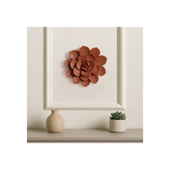 Decorative Wall Flower Art for Home Decor Accent - Wall Hanging Art for Bedroom, Bathroom, and Living Room Decor - Sculptural Ornament for Hallway, Entryway, and Office Room - 9", Pink