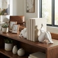 thumbnail image 1 of Resin Sitting Lady Figurine Book Ends for Home Shelves - Artful Book Accessories for Home Library - Decorative Bookends Display for Office Desk, Living Room or Bookshelf Decor - Set of 2, 6", White, 1 of 11