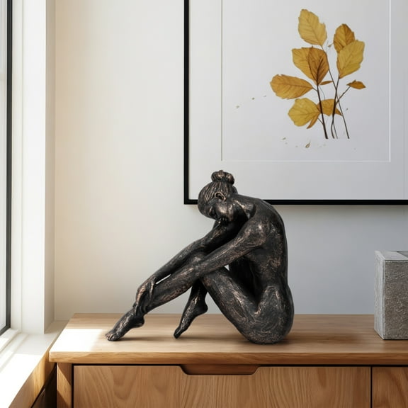 Sagebrook Home Polyresin Sitting Man Bronze Figurine for Elegant Home Decor