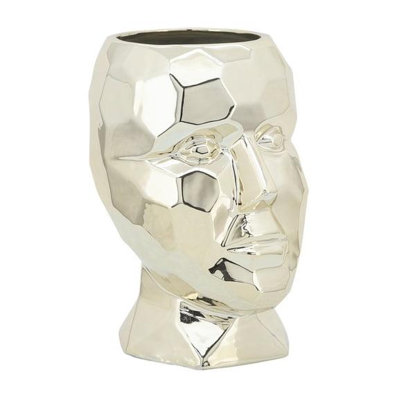 Sagebrook Home Porcelain, 6" Dia Face Vase, Gold