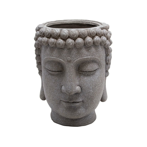 Sagebrook Home Resin 16.75" Buddha Head Planter, Gray