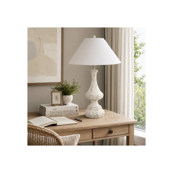 Sagebrook Home Resin, 31"H Antique Table Lamp , Round, Polyresin, Contemporary, 20"L X 20"W X 31"H, Solid Color