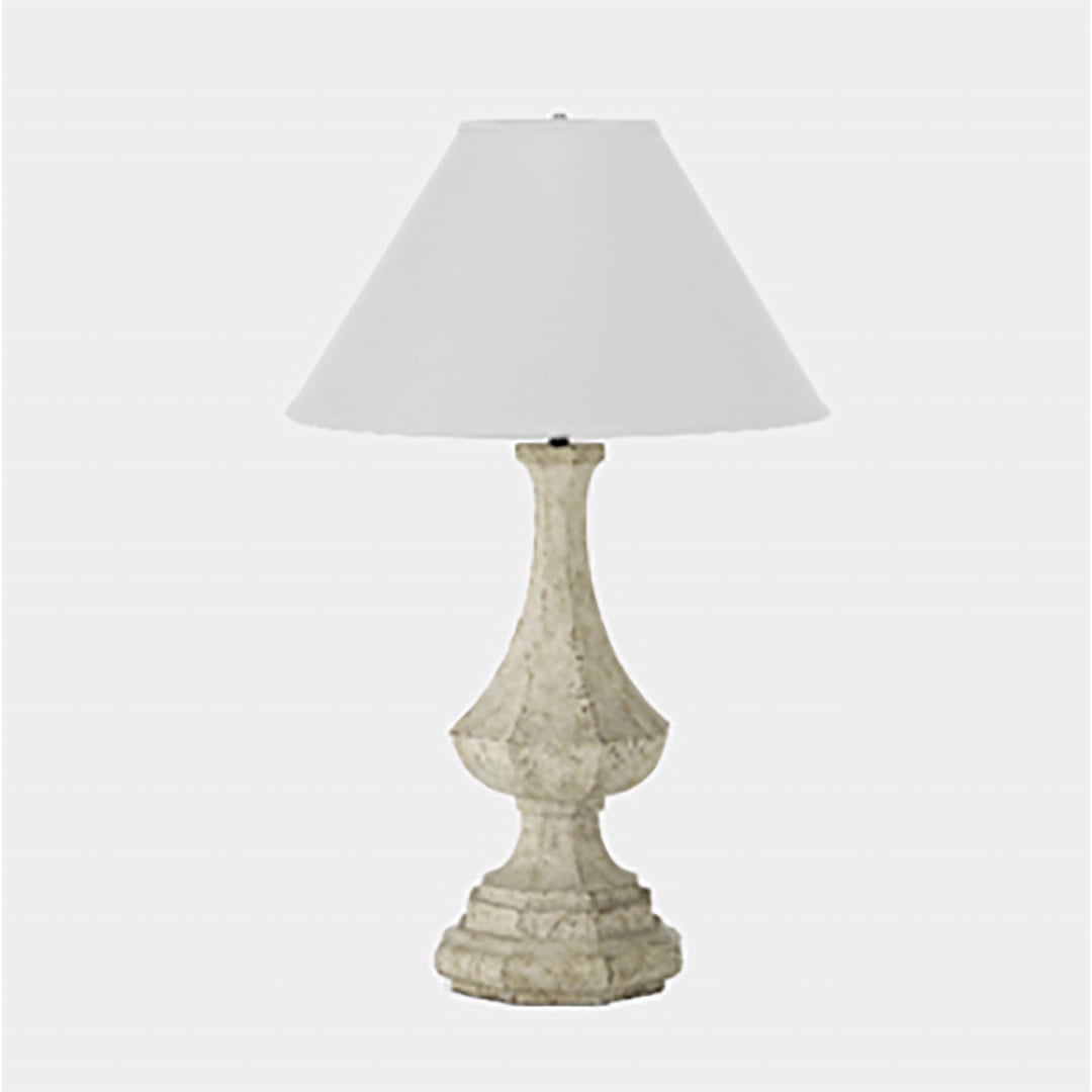 31" Antique White Polyresin Table Lamp with Linen Shade