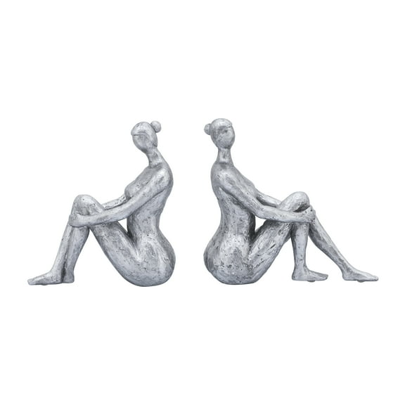 Sagebrook Home Resin, Set of 2 Silver Lady Bookends