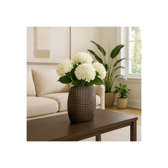 Decorative Ceramic Vase for Home Decor - Sculptural Form for Bedroom, Table, Living Room Decor, or Office Accent - Minimalist Flower Vase Look for Modern House Interiors - 10" Bronze & Copper