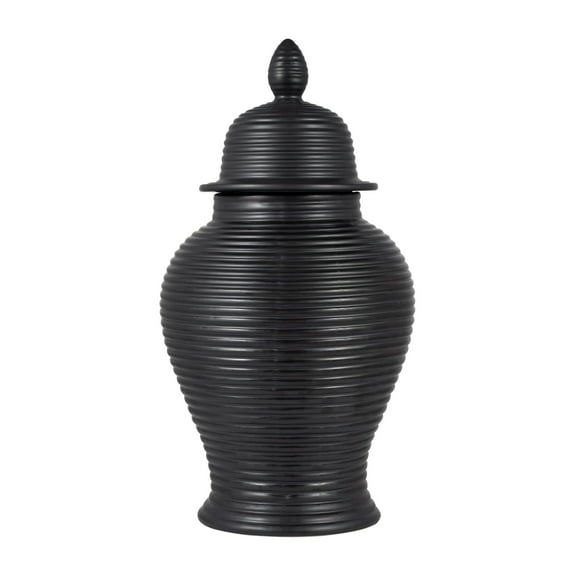 Sagebrook Home Ribbed Textured Ceramic Ginger Temple Jar